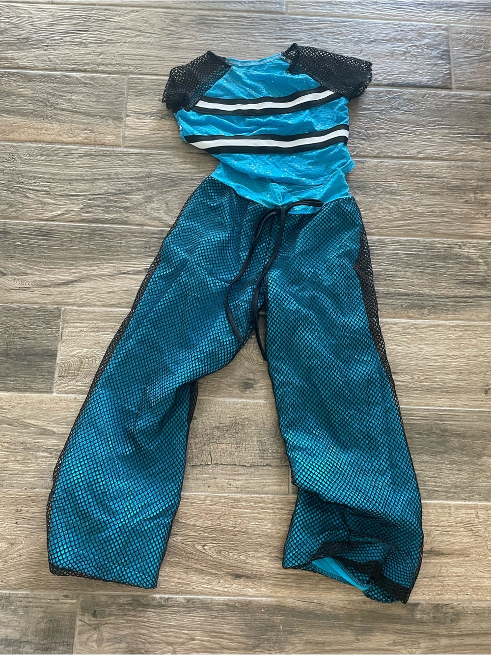 Kids Teal and Black Mesh Dance Costume Set